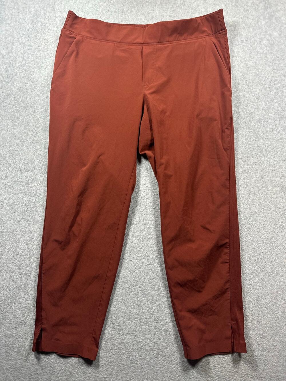 Athleta Brooklyn Ankle Cropped Pants Women's SZ 14P Orange Pull-on Straight Leg